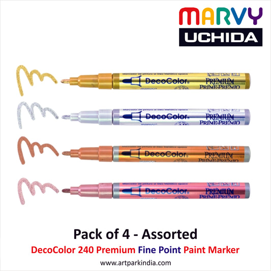 Marvy Uchida 240 Decocolor Premium Fine Point Marker - Assorted 4 Color