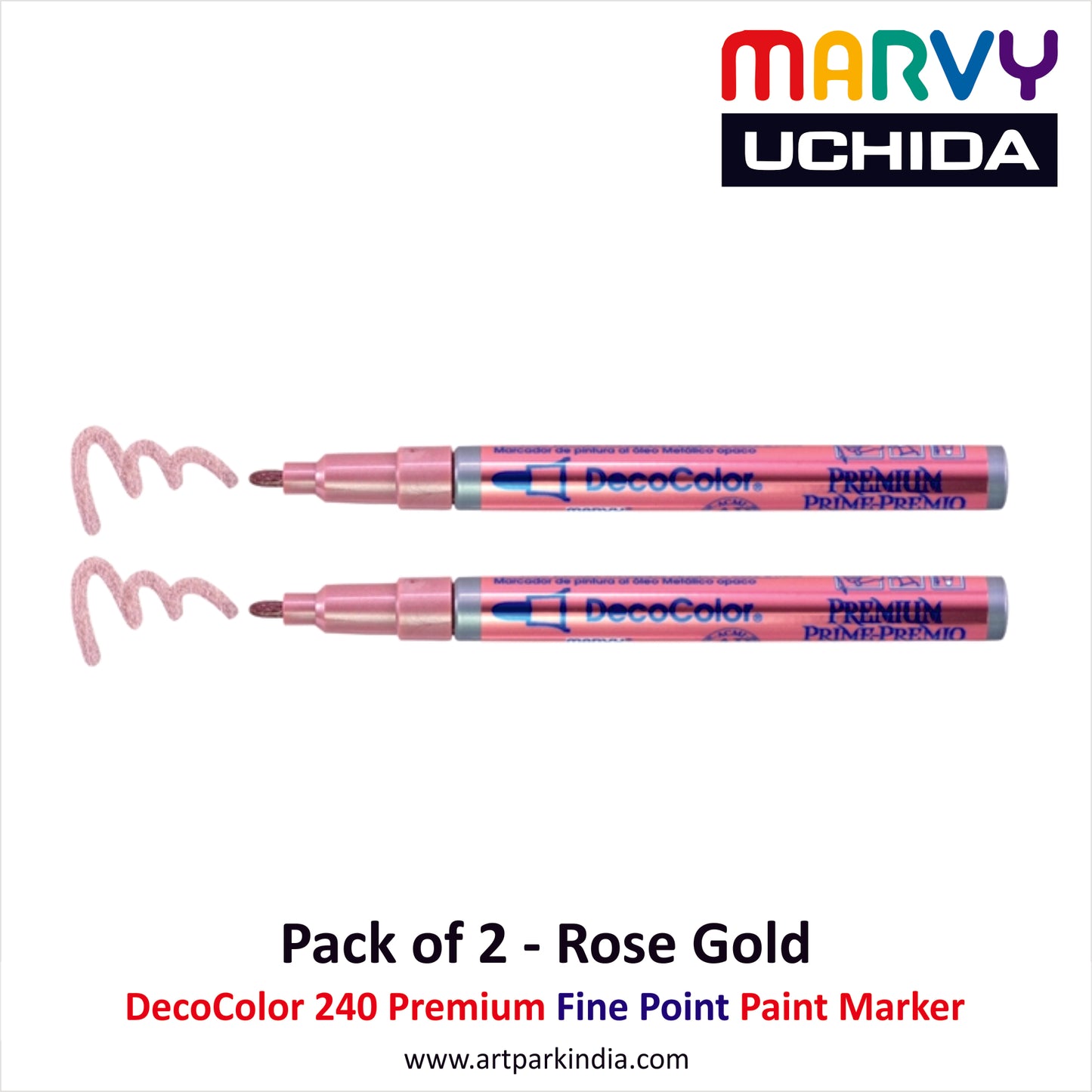 Marvy Uchida 240 Decocolor Premium Fine Point Marker Rose Gold - Pack of 2