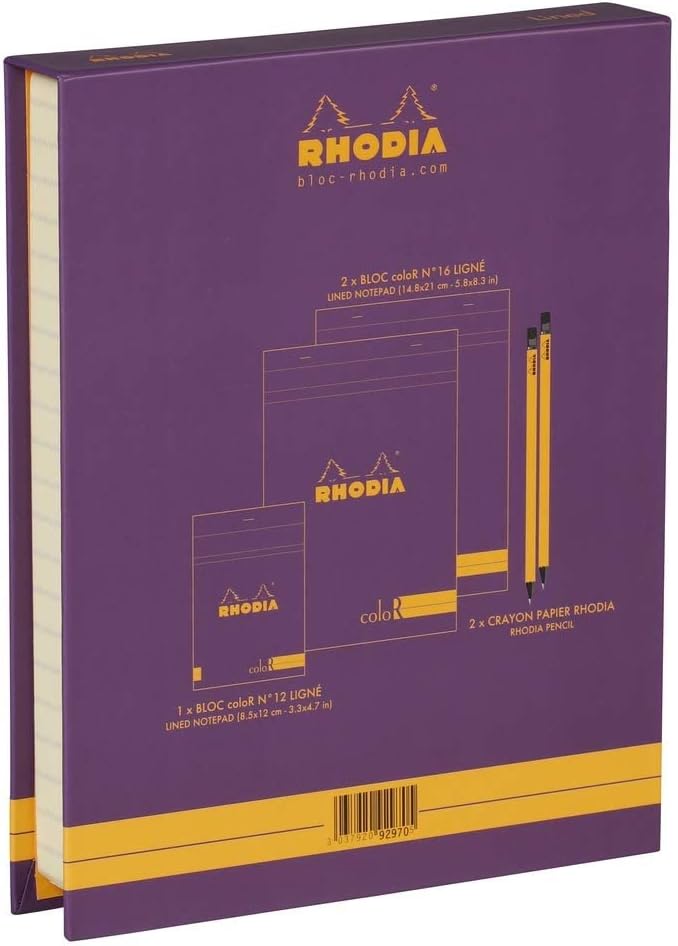 Rhodia Basics Stapled Purple Line Ruled Color Treasure Box Set 92970