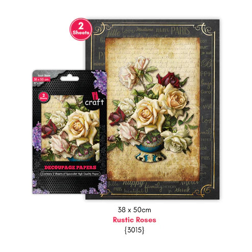 icraft Decoupage Paper-Rustic Roses-3015