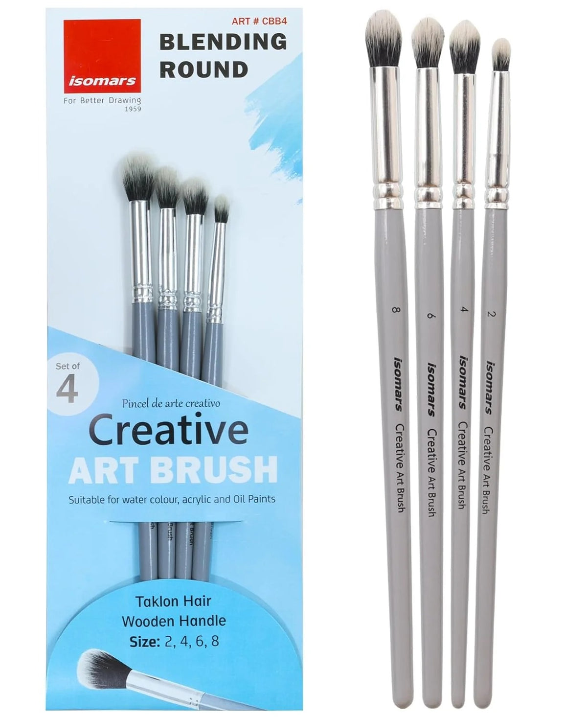 Isomars Creative Blending Brush Set of 4 for Artists & Painters CBB4