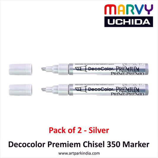 Marvy Uchida 350 Chisel Marker Silver Pack of 2