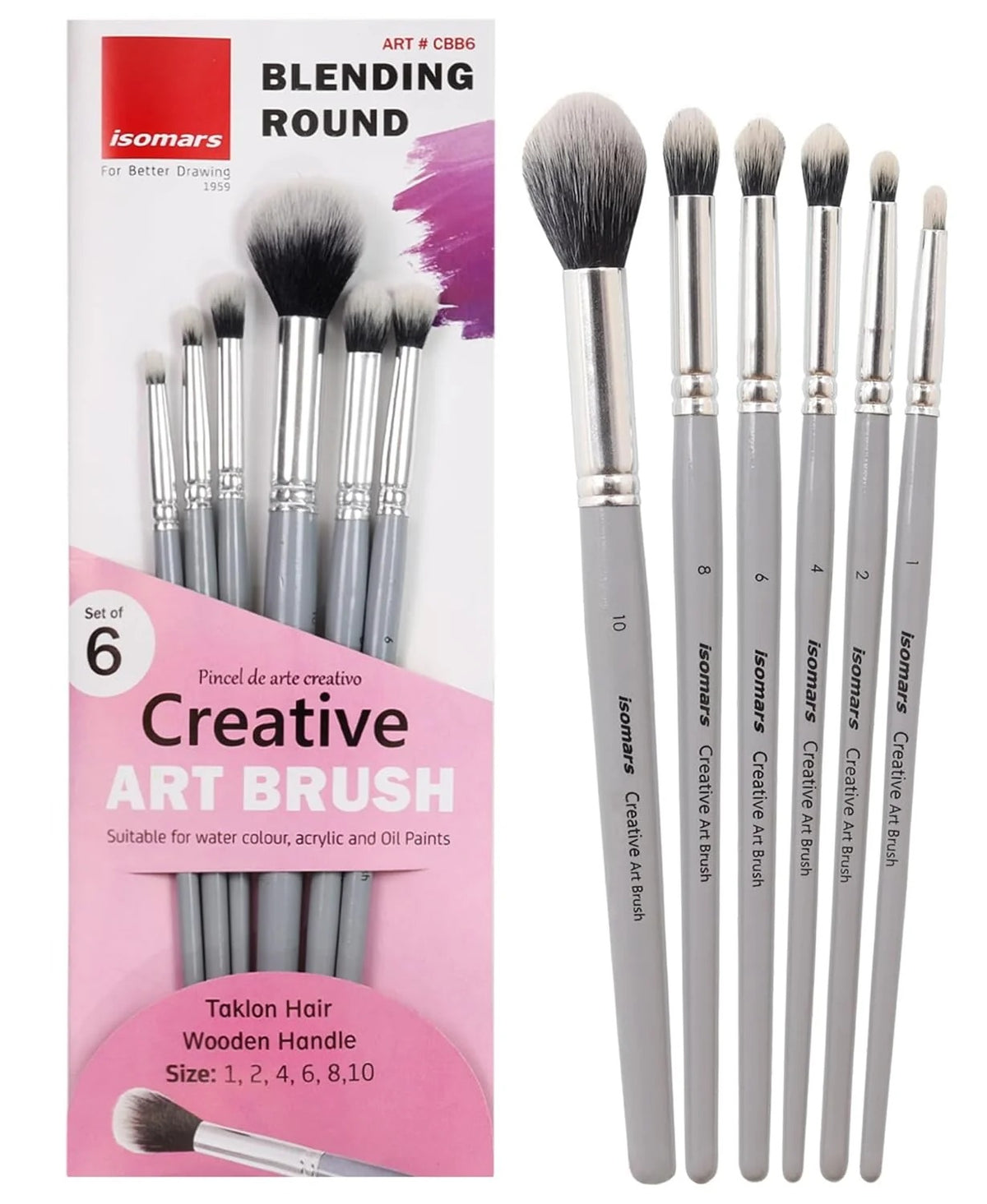 Isomars Creative Blending Brush Set of 6 for Artists & Painters CBB6