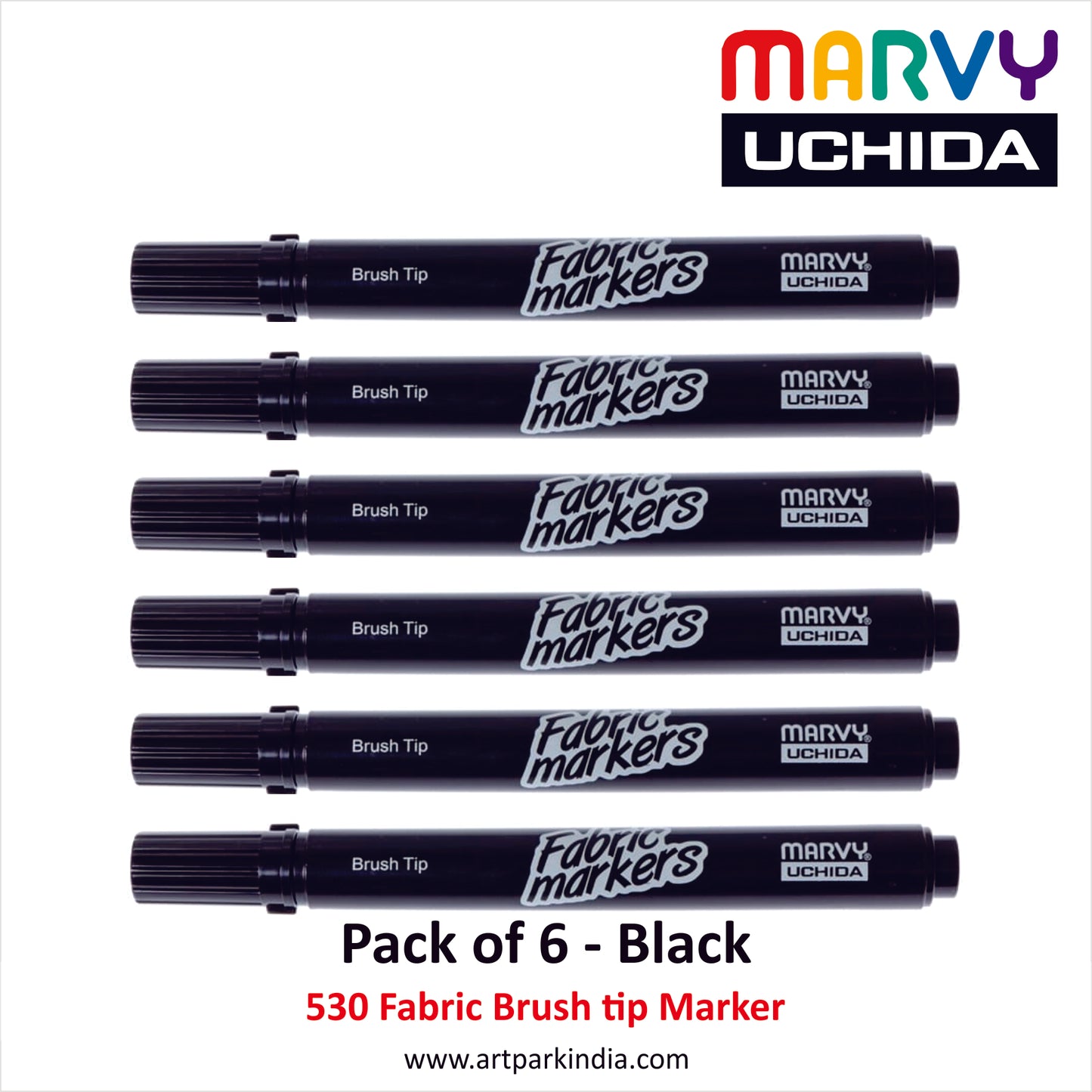 Marvy Uchida 530 Fabric Marker Black pack of 6