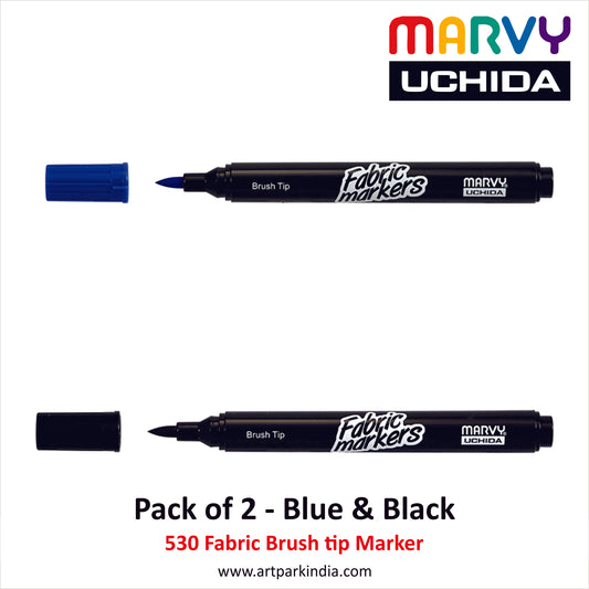 Marvy Uchida 530 Fabric Marker Blue & Black Combo