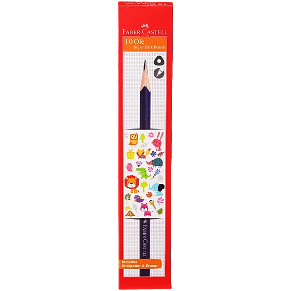 FABER - CASTELL OLE DARK PENCIL 10PCS ERASER +SHARPNER