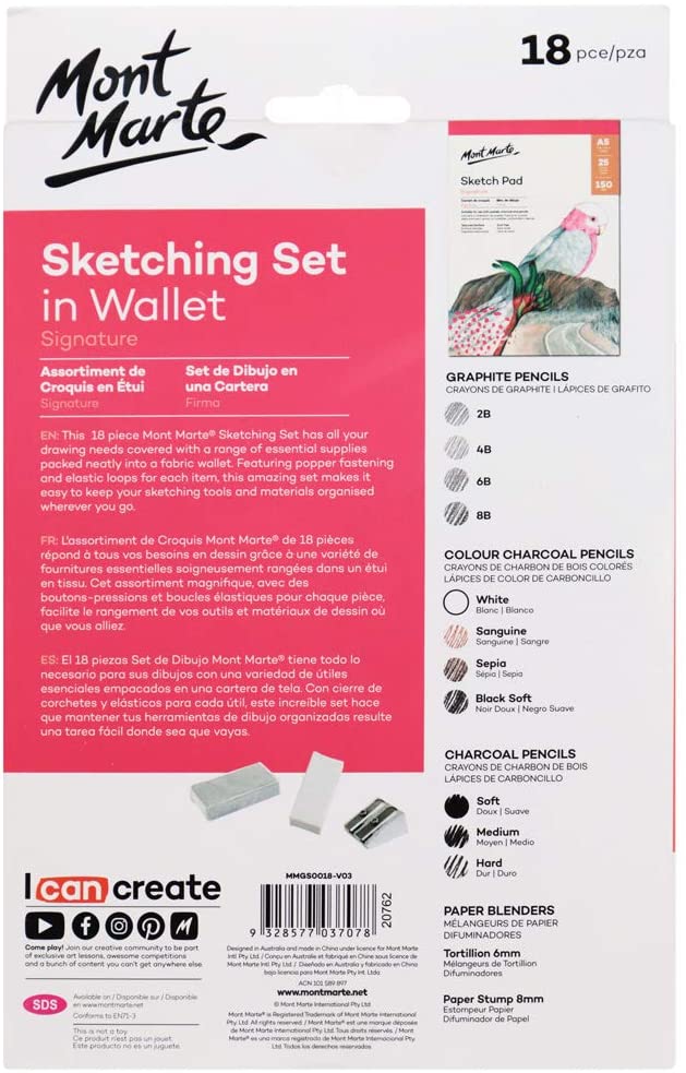 Mont Marte Sketching Set in wallet 18 Pc