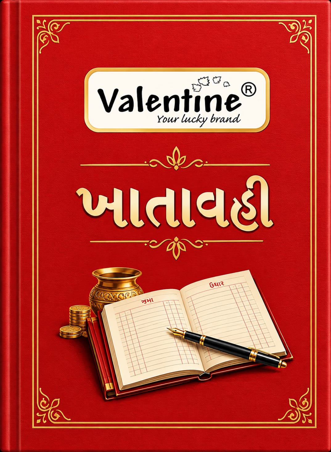 Valentine canvas Gujarati khatavahi letter  size ruled 480 pages