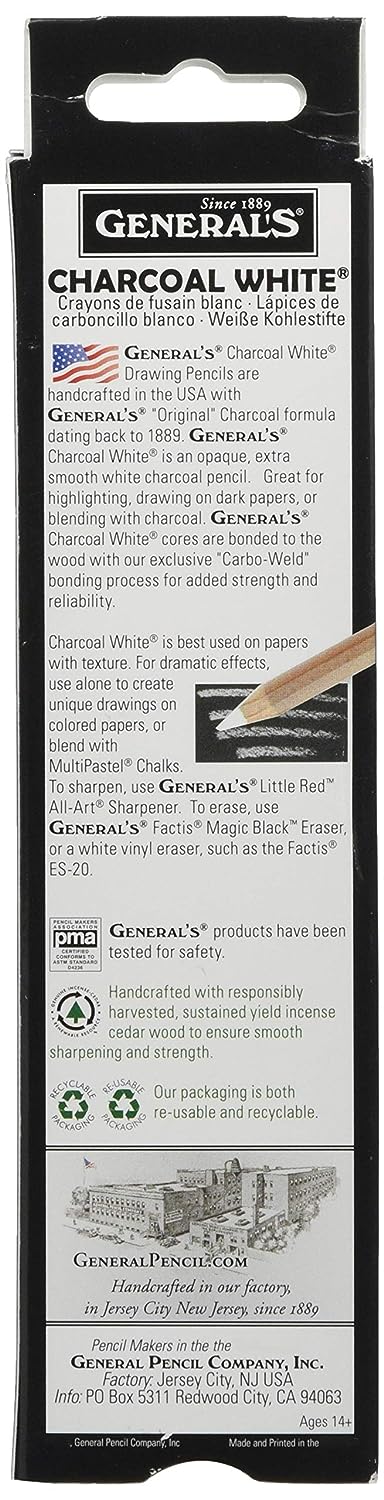 General's Charcoal White Pencil PACK OF 12