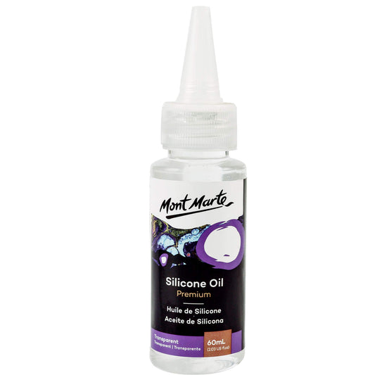 MONT MARTE Premium Silicone Oil Bottle for Pouring Acrylic Paint Cells (60ml, Transparent)