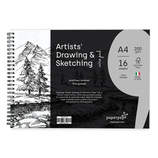 paperpep sketching and drawing pad-200gsm A4 PPSD2A4W