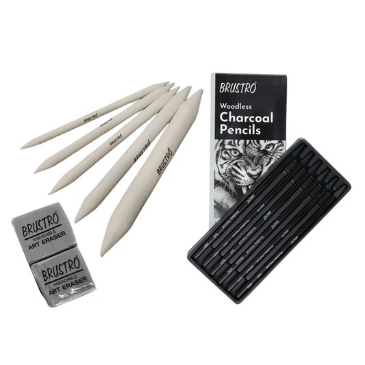 BRUSTRO WOODLESS CHARCOAL PENCILS SET OF 6