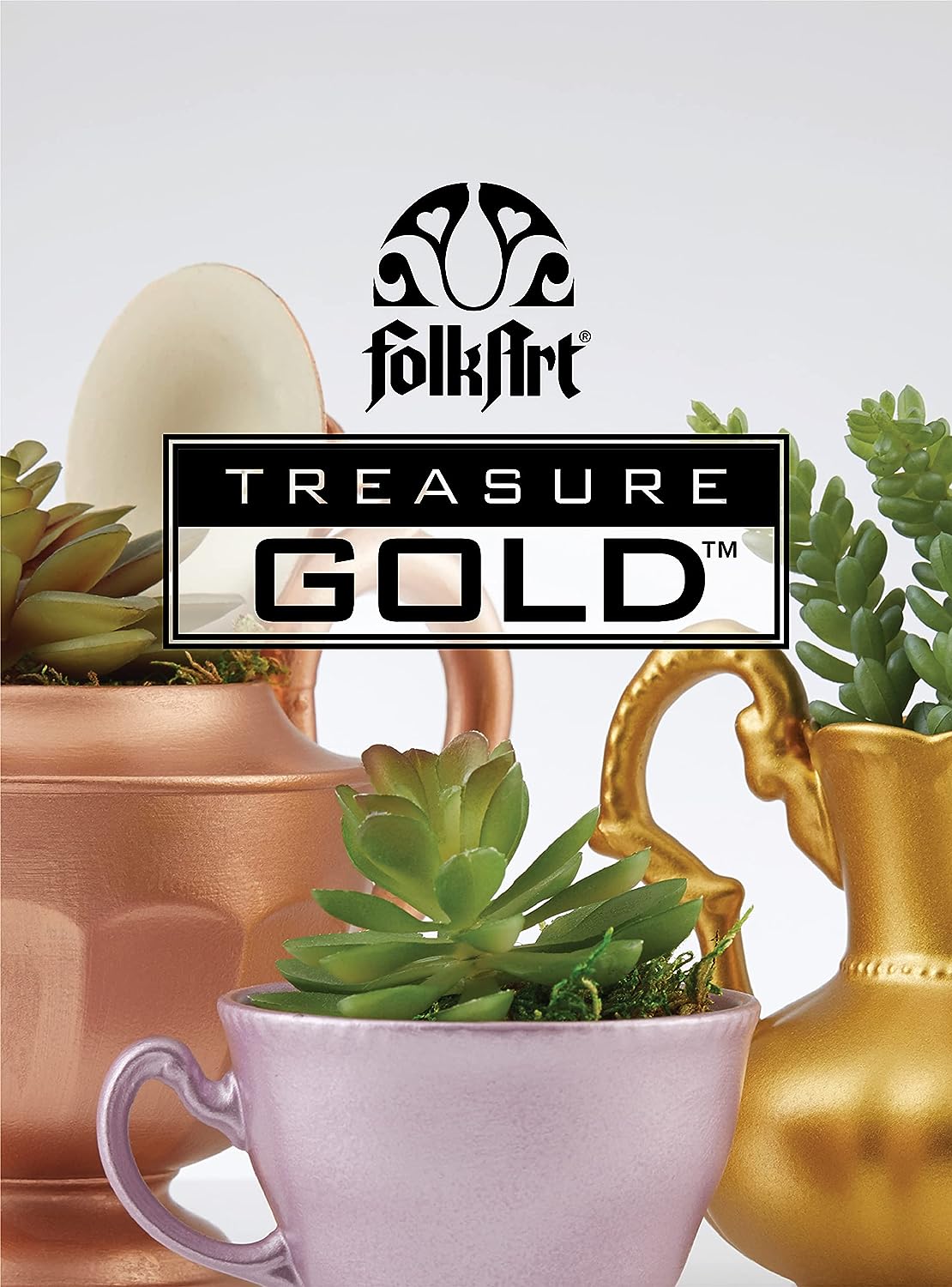Plaid 7520E 4 Bottle Folkart Treasure Gold Acrylic Craft Paint Set, 2 oz