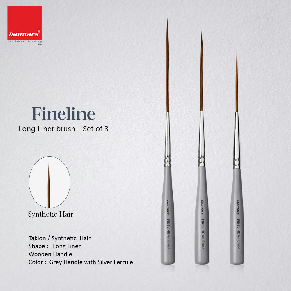 Isomars Fineline Long Liner Brush - Set of 3 FLL-3