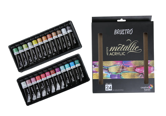 BRUSTRO ARTISTS METALIC ACRYLIC COLOUR SET OF 24*12ML