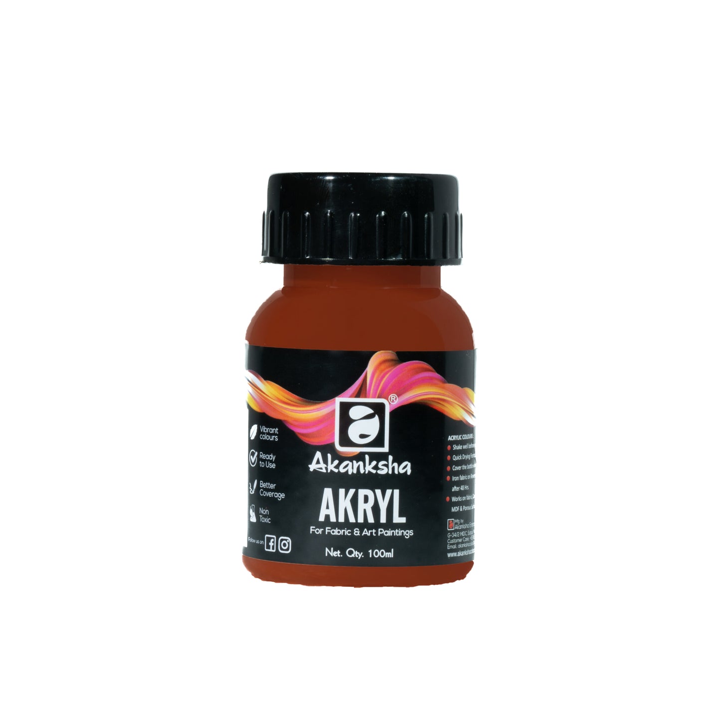 AKANKSHA ACRYLIC COLOUR 100ML BURNT SINNA