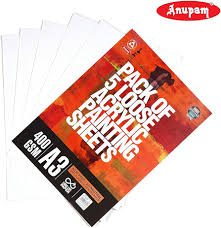 Anupam Professional Acrylic Painting Sheets A3  400 GSM 5 Sheet