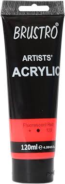 BRUSTRO ACRYLIC TUBE 120ml FLORESCENT RED