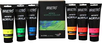 BRUSTRO ACRYLIC TUBE 120ml FLORESCENT SET OF 6