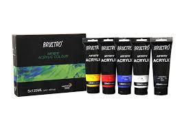 BRUSTRO ACRYLIC TUBE 120ml PRIMARY SET OF 5