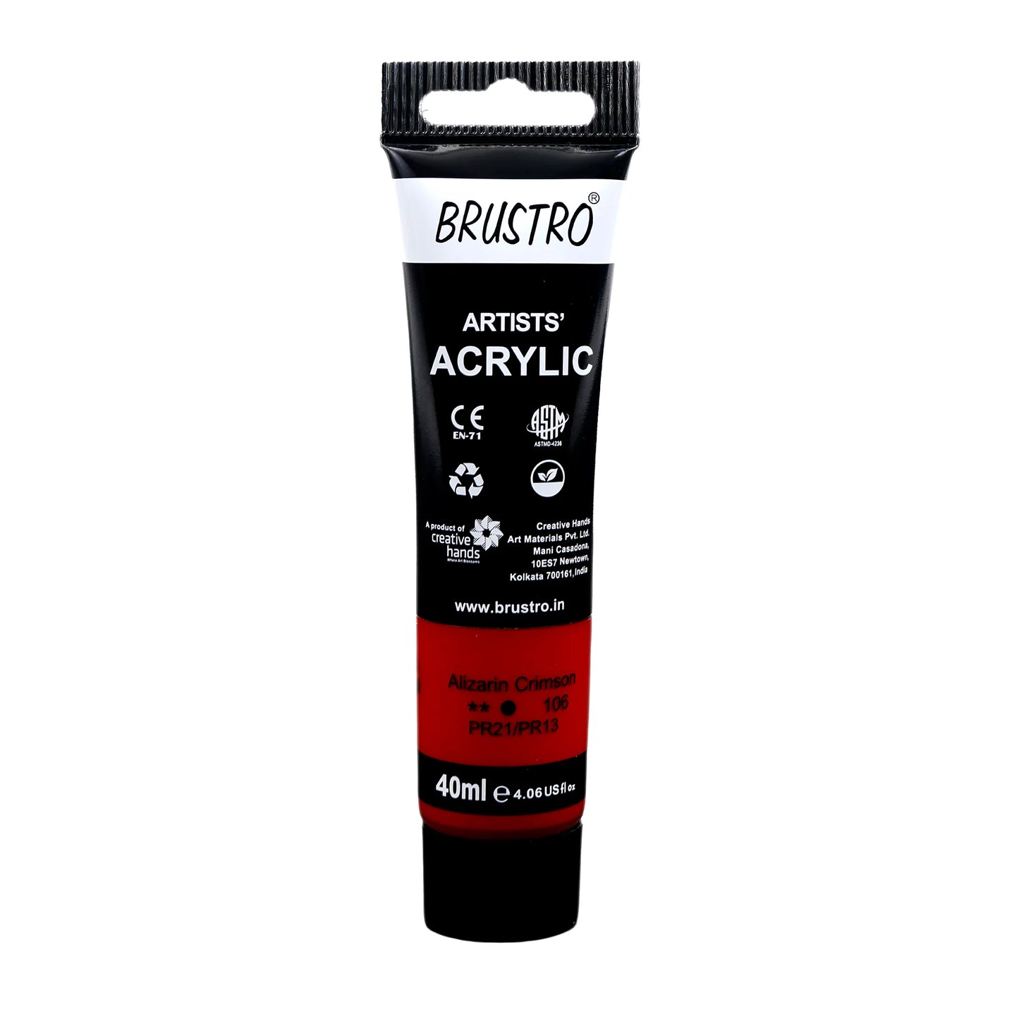 BRUSTRO ACRYLIC TUBE 40ML ALIZARIN CRIMSON 106