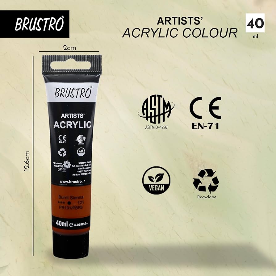 BRUSTRO ACRYLIC TUBE 40ML BRUNT SIENNA 121