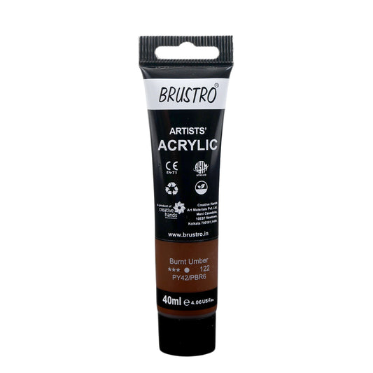 BRUSTRO ACRYLIC TUBE 40ML BRUNT UMBER 122