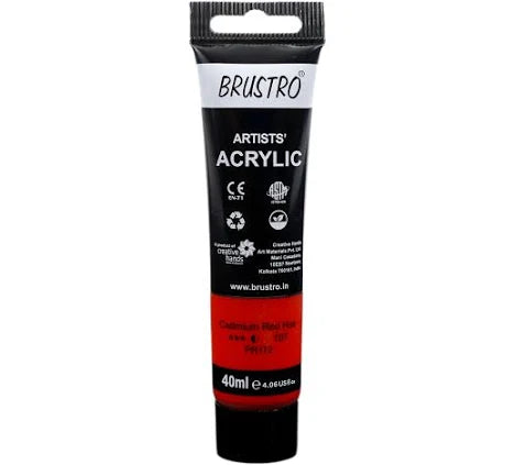 BRUSTRO ACRYLIC TUBE 40ML CADMIUM RED HUE 107