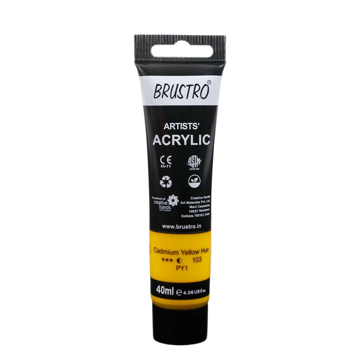 BRUSTRO ACRYLIC TUBE 40ML CADMIUM YELLOW HUE 103