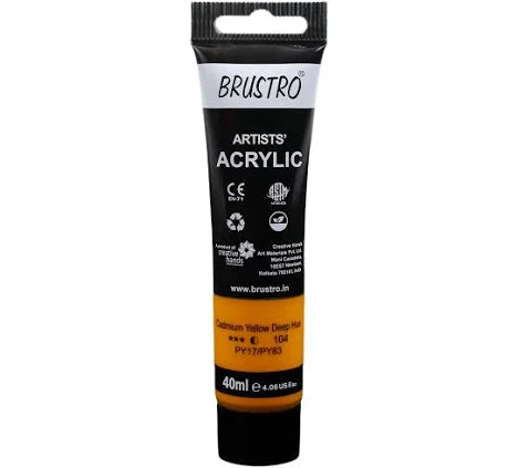 BRUSTRO ACRYLIC TUBE 40ML CAD YELLOW DEEP HUE 104