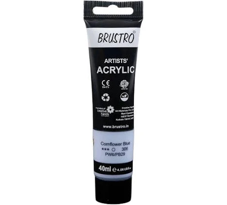 BRUSTRO ACRYLIC TUBE 40ML CORNFLOWER BLUE 306