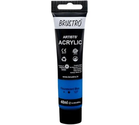 BRUSTRO ACRYLIC TUBE 40ML FLUORESCENT BLUE 127