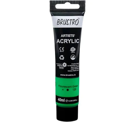 BRUSTRO ACRYLIC TUBE 40ML FLUORESCENT GREEN 126