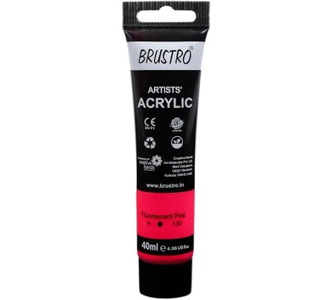 BRUSTRO ACRYLIC TUBE 40ML FLUORESCENT PINK 130
