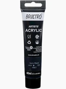 BRUSTRO ACRYLIC TUBE 40ML IVORY BLACK 124