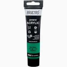 BRUSTRO ACRYLIC TUBE 40ML MID GREEN 115