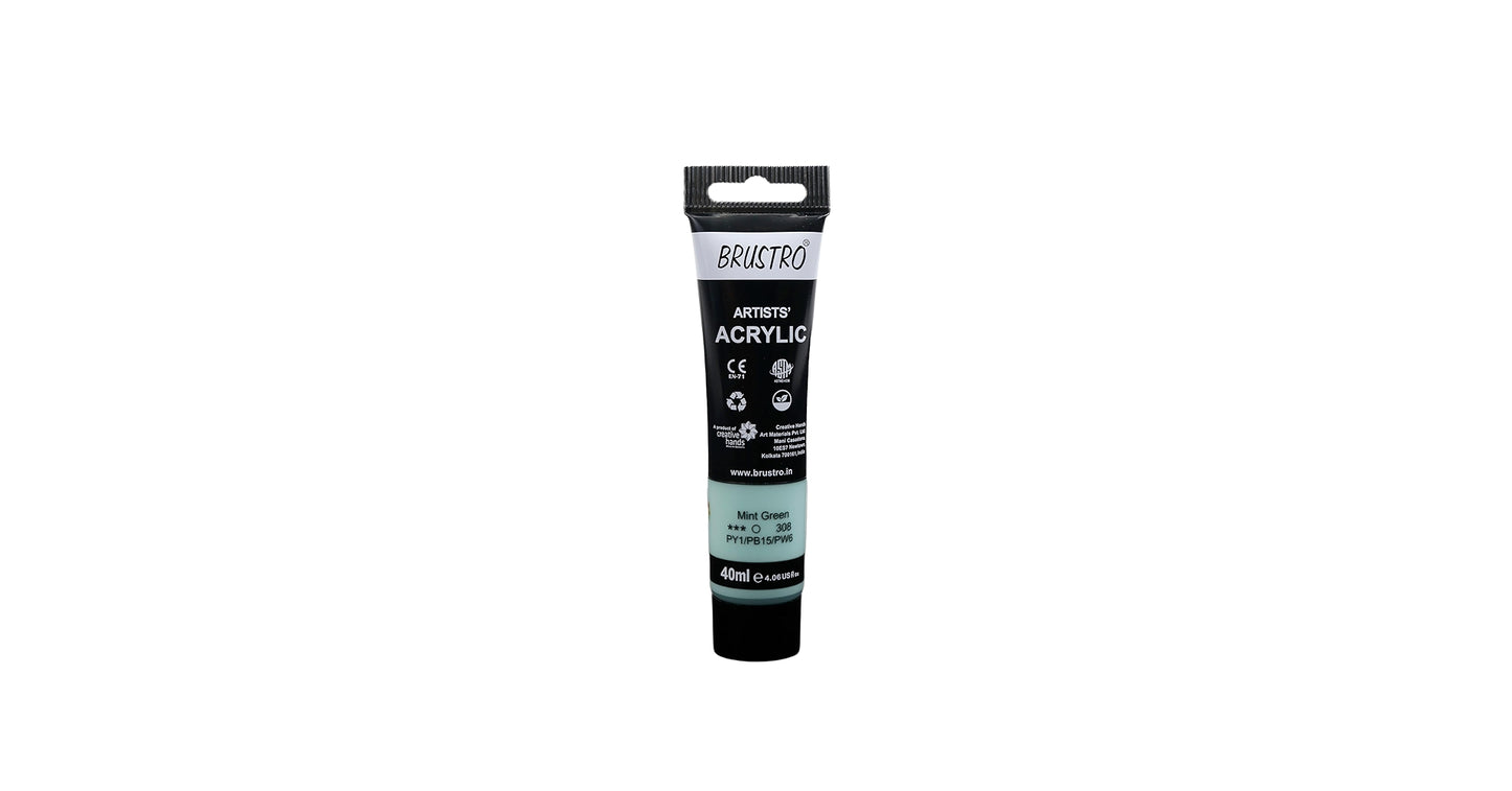 BRUSTRO ACRYLIC TUBE 40ML MINT GREEN 308