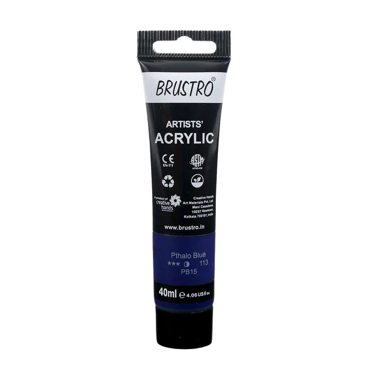 BRUSTRO ACRYLIC TUBE 40ML PTHALO BLUE 113