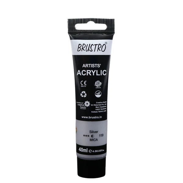 BRUSTRO ACRYLIC TUBE 40ML SILVER 119