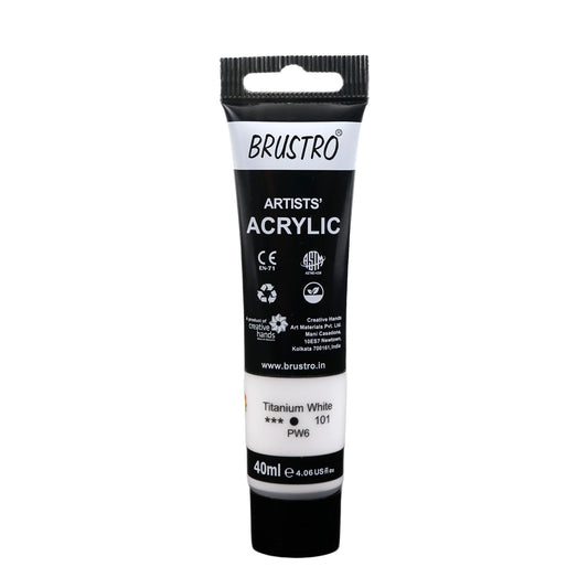 BRUSTRO ACRYLIC TUBE 40ML TITANIUM WHITE 101