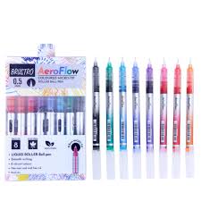 BRUSTRO AEROFLOW COLOURED MICRO TIP PEN SET OF 8