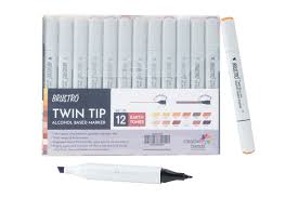 BRUSTRO ALCOHOL MARKER TWIN TIP EARTH SET OF  12