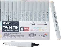 BRUSTRO ALCOHOL MARKER TWIN TIP PASTEL SET OF  12