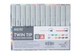 BRUSTRO ALCOHOL MARKER TWIN TIP  SET OF  12 BASIC A