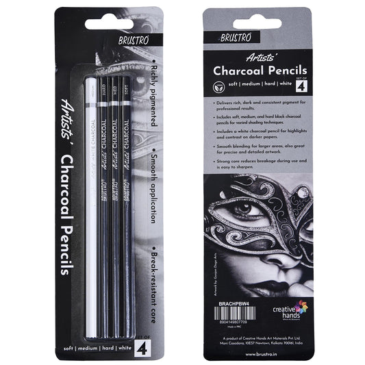 BRUSTRO ARTISTS CHARCOAL PENCIL SET OF 4