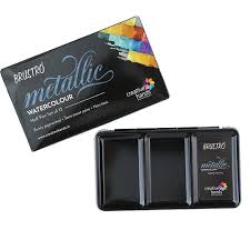 BRUSTRO ARTISTS' METALIC WATERCOLOUR HALF PEN SET OF 12