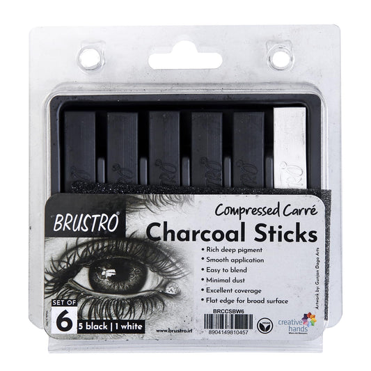 BRUSTRO CHARCOAL STICK SET OF 6