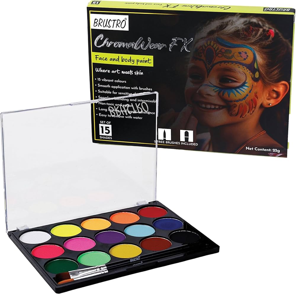 BRUSTRO CHROMA WEAR FX FACE & BODY PAINT SET OF 15