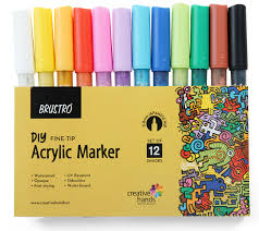 BRUSTRO DIY ACRYLIC MARKER SET OF 12 FINE