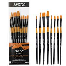 BRUSTRO GOLD TAKLON BRUSH SET OF 8